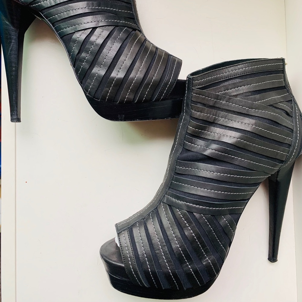 Pierre Hardy lamb skin light peep toe bottillons.